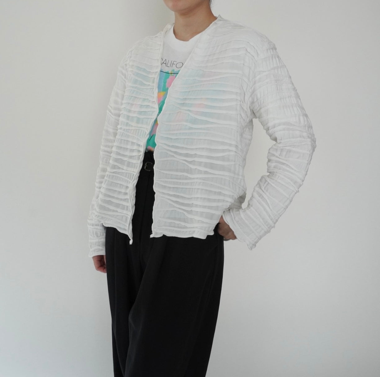 90s Pleated Cardigan Made in USA