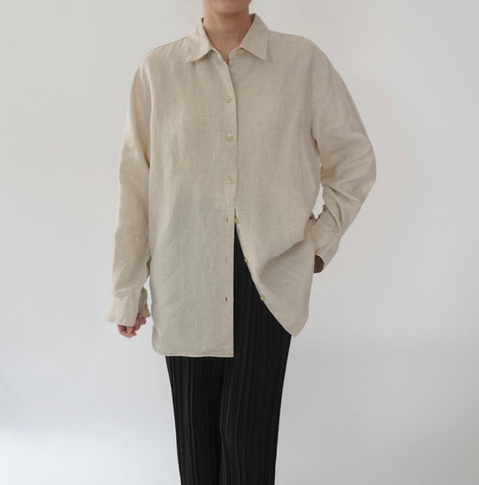 90s Beige Linen Shirt