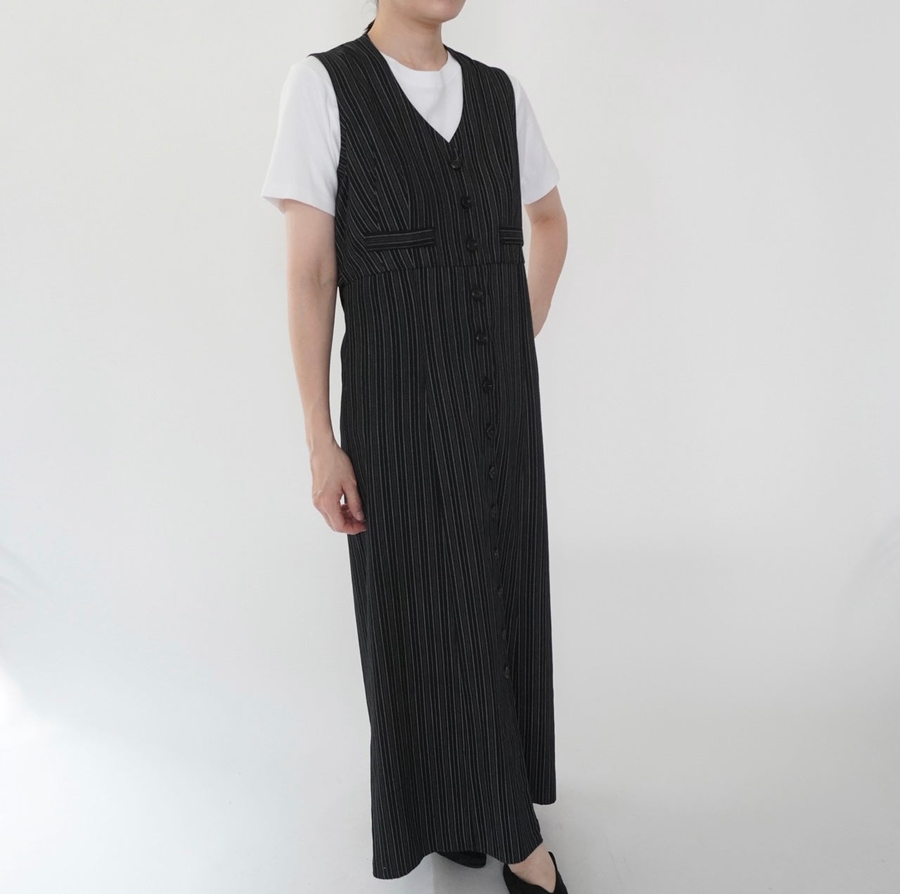 80s Striped Sleeveless Dress Made in USA