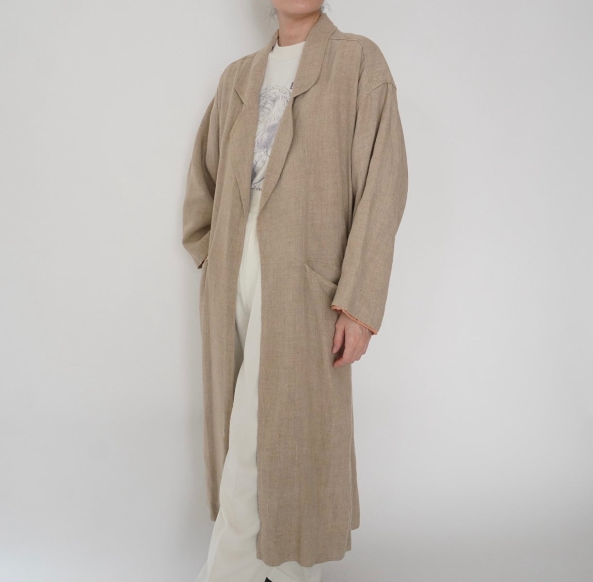 80s Linen Design Coat Made in USA