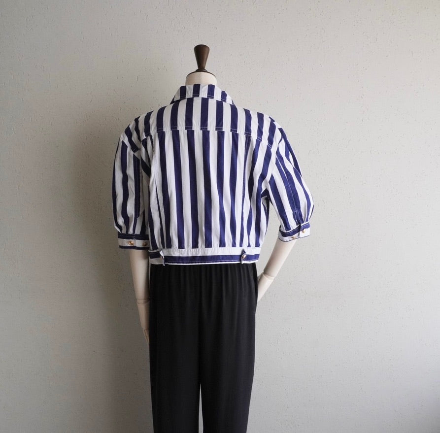 90s Cotton Striped Shirt,Jacket Made in Italy