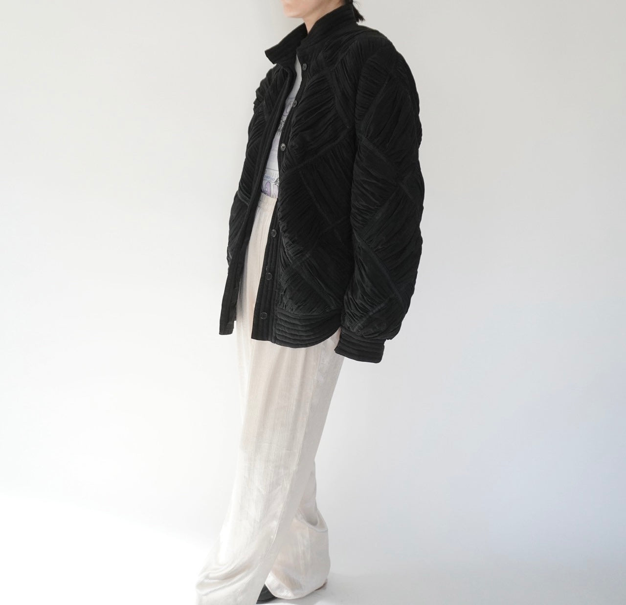 80s Silk Pleat Design Jacket