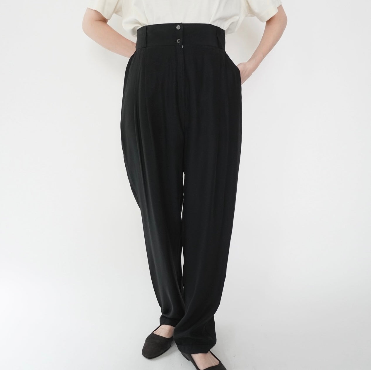 80s Silk High Waist Pants