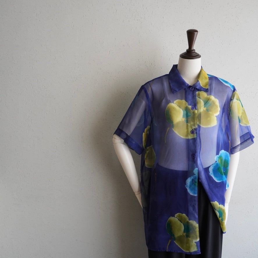 90s Printed Sheer Shirt Made in USA