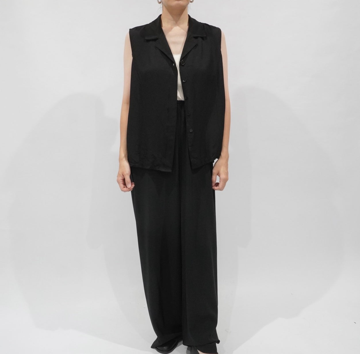 90s Black Vest,Blouse