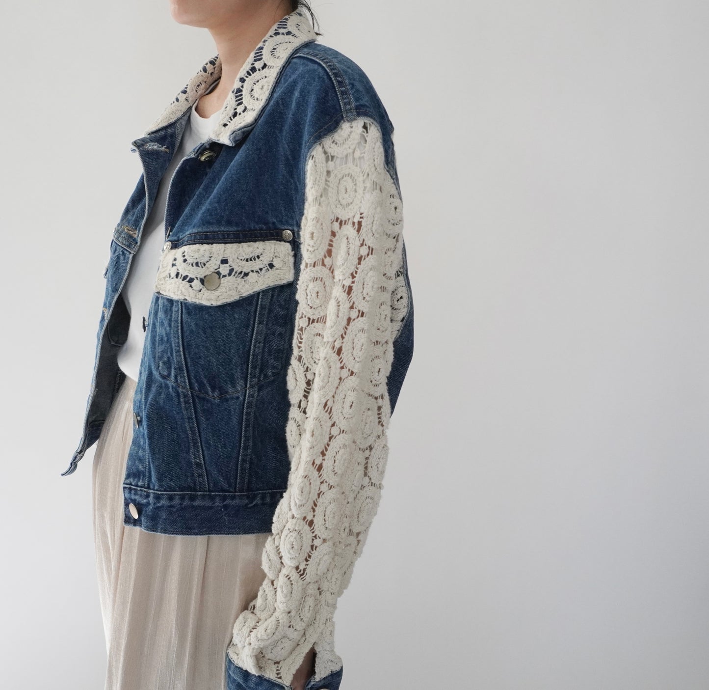90s Crochet Denim Jacket