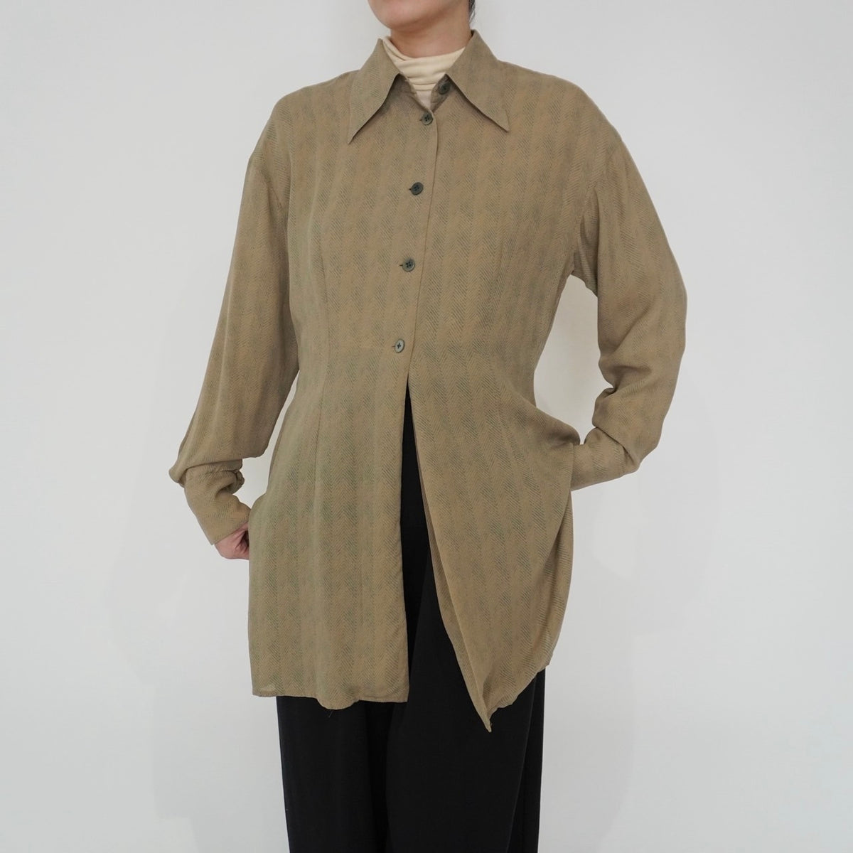 90s Silk Long Shirt