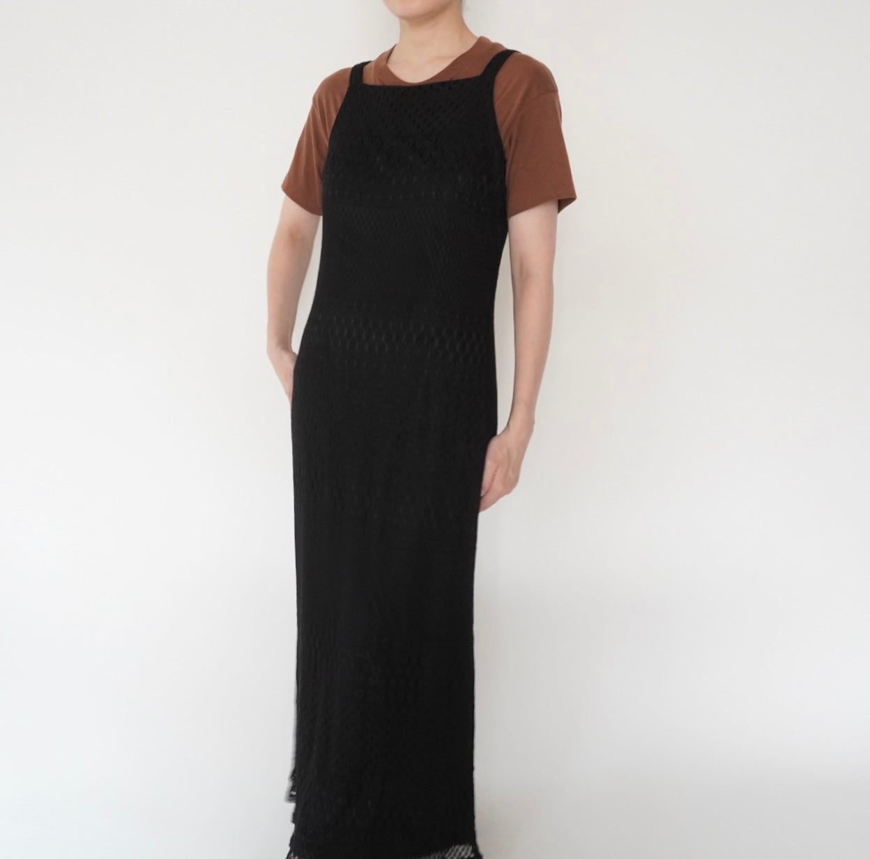 90s Lace Design Black Dress Made in USA