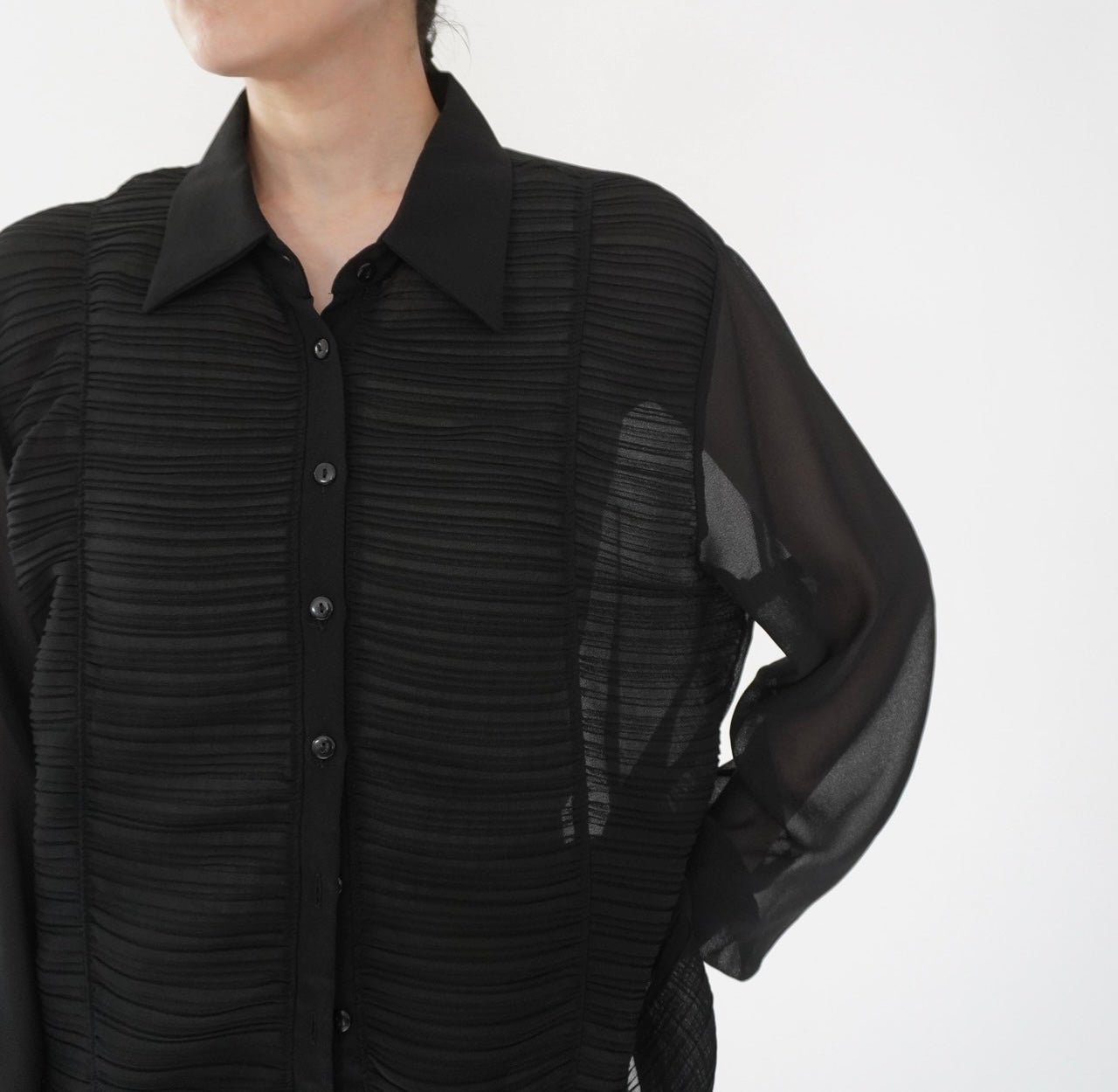 90s Sheer Pleats  Shirt