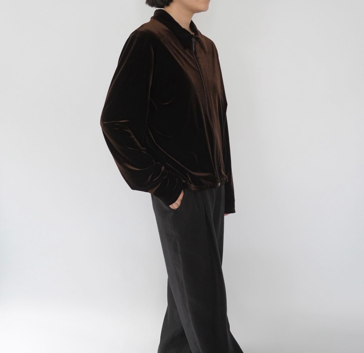 90s "J.CREW" Velour Zip Shirt