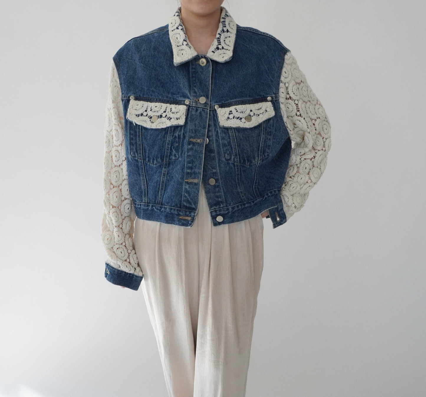 90s Crochet Denim Jacket