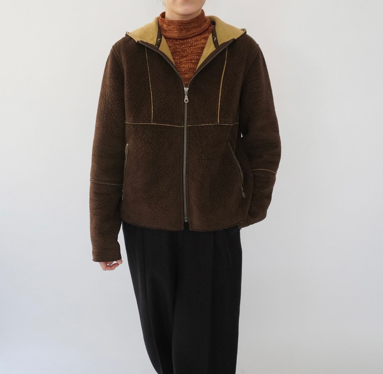 90s Faux Shearling Zipped Jacket