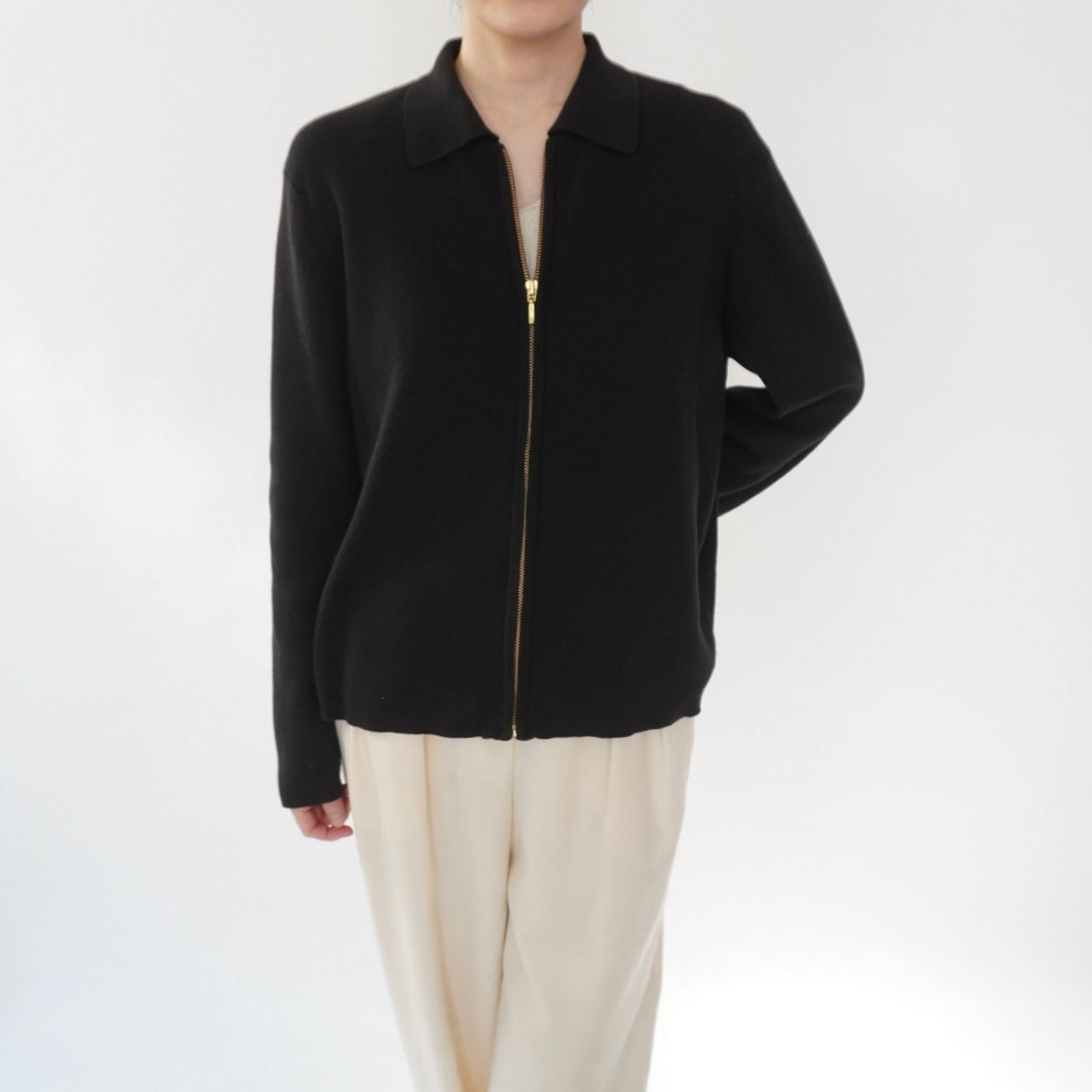 90s Cotton Knit Zip Top