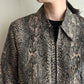 90s  Python Pattern Zipped Silk Shirt