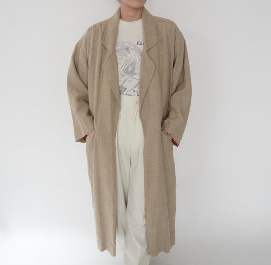 80s Linen Design Coat Made in USA