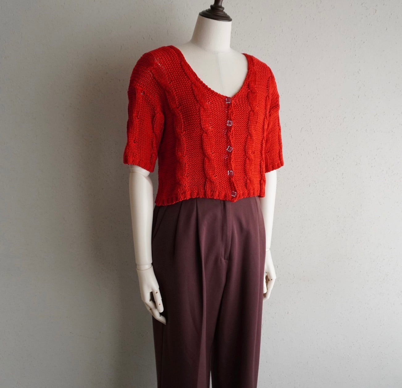 90s Red Knit Top