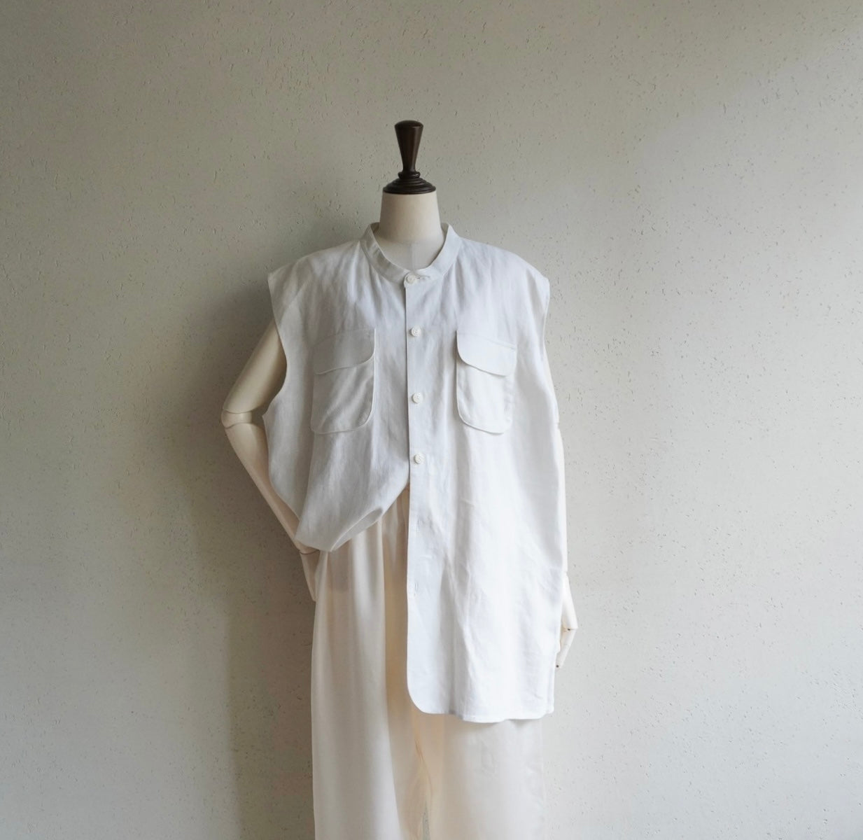 90s Linen Boxy Top,Vest
