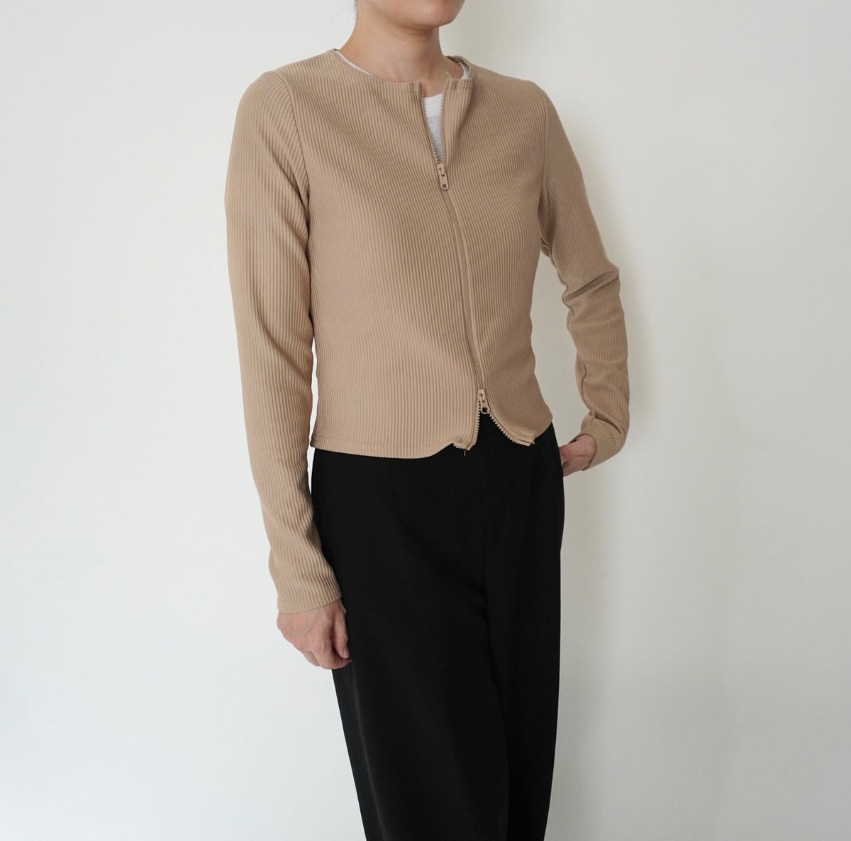 90s Zip Design Ribbed Top Made in UK
