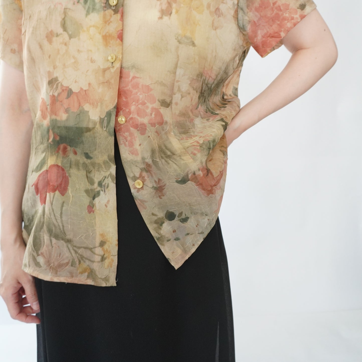 80s Printed Sheer Shirt Made in USA