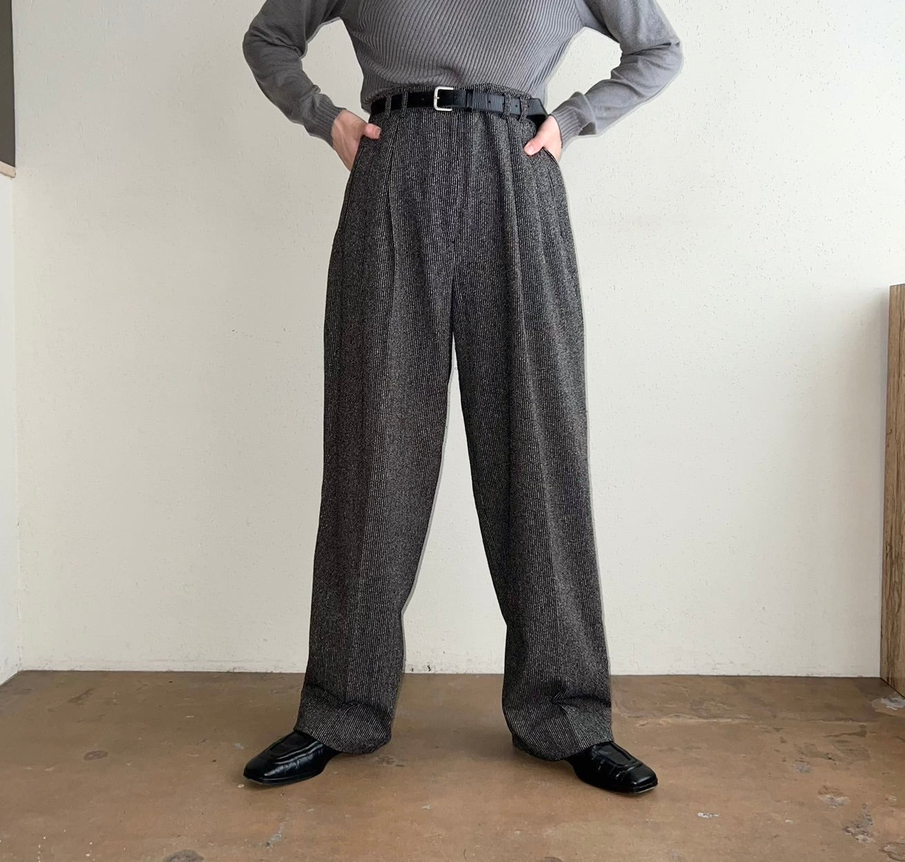 90s "AKA Eddie Bauer" Silk wool Mix Wide Pants