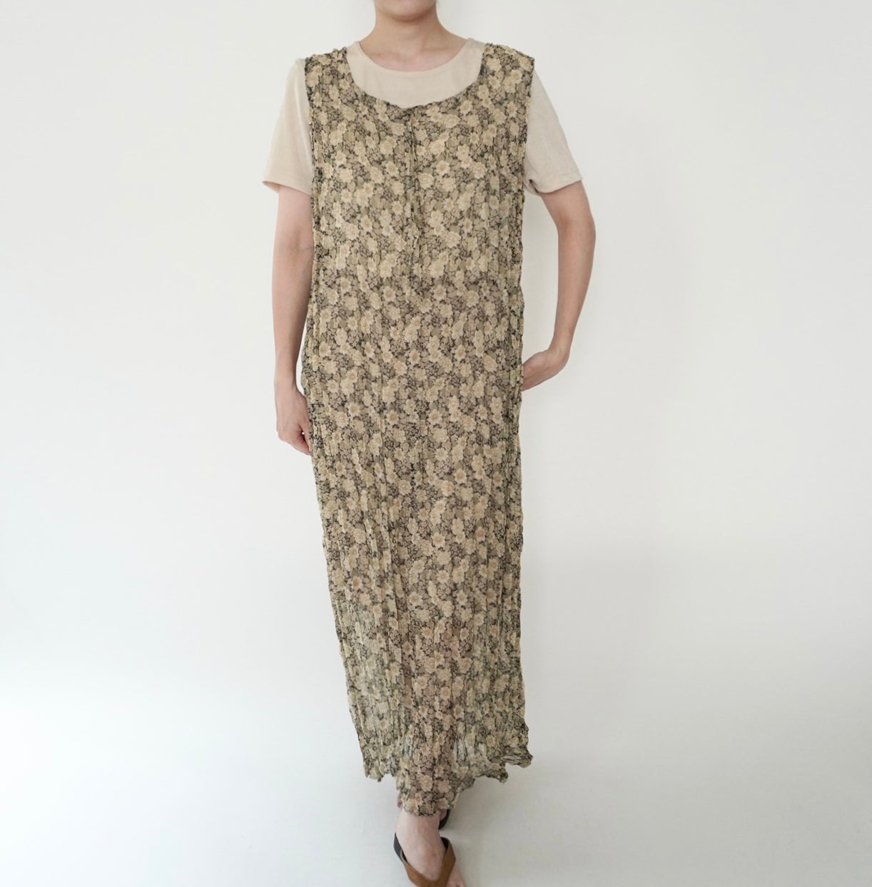 90s Floral Print Sheer Dress