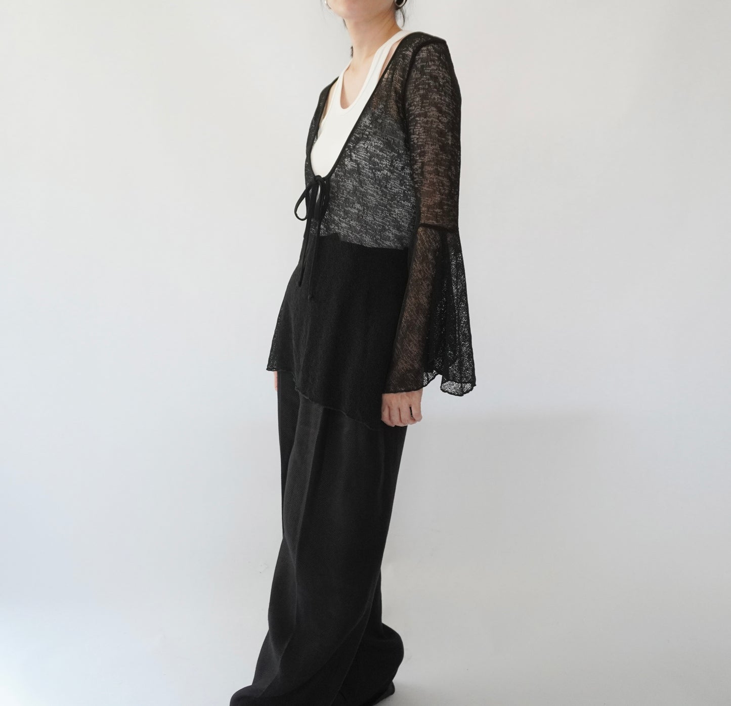 90s Black Sheer Design Top