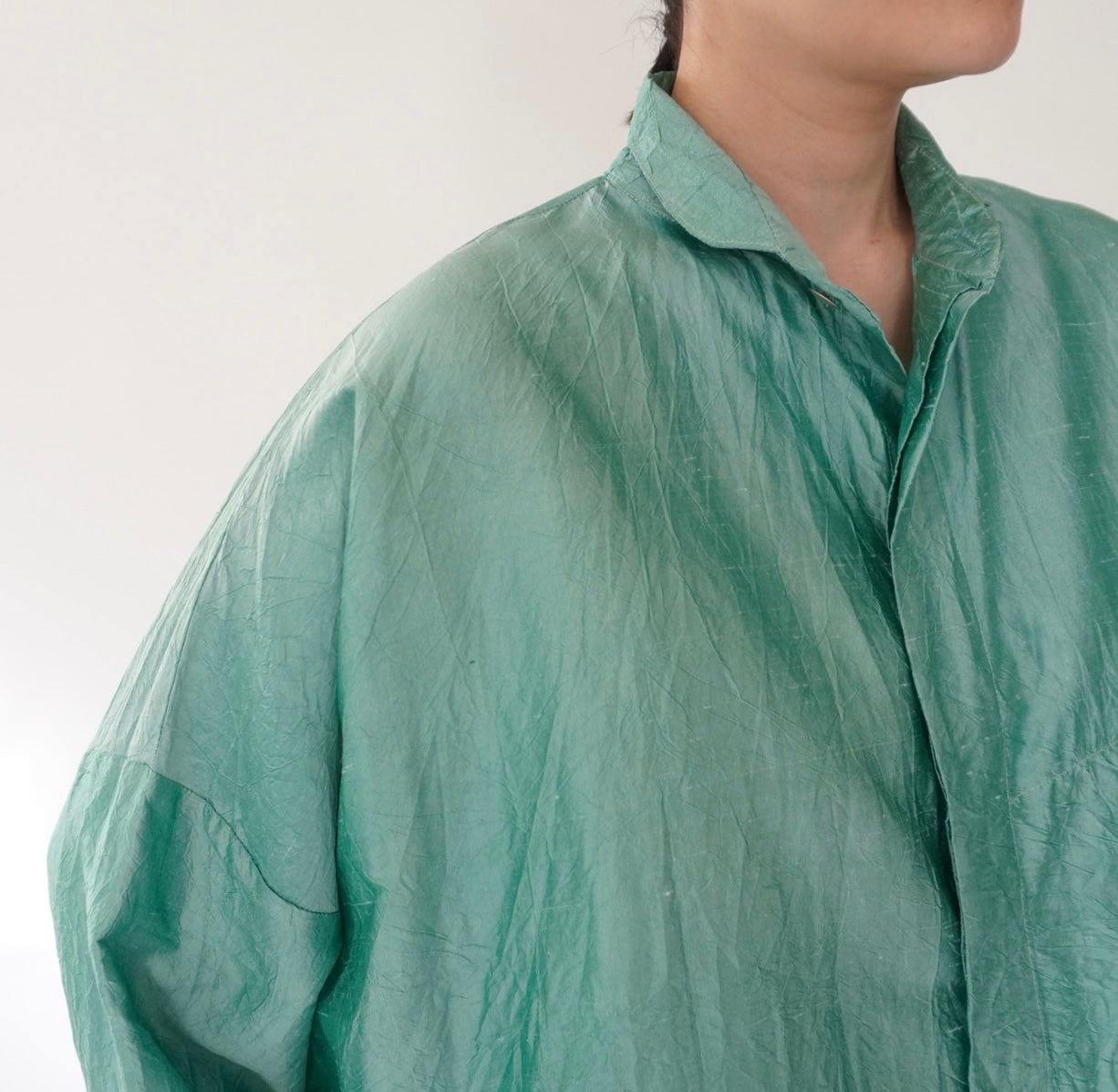 90s Raw Silk Boxy Blouse