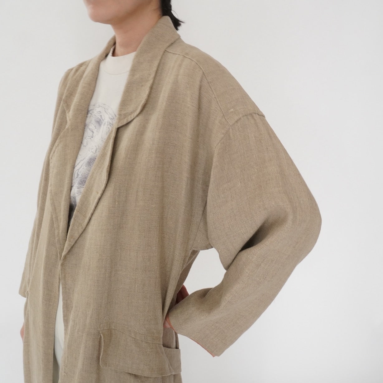 80s Linen Design Coat Made in USA