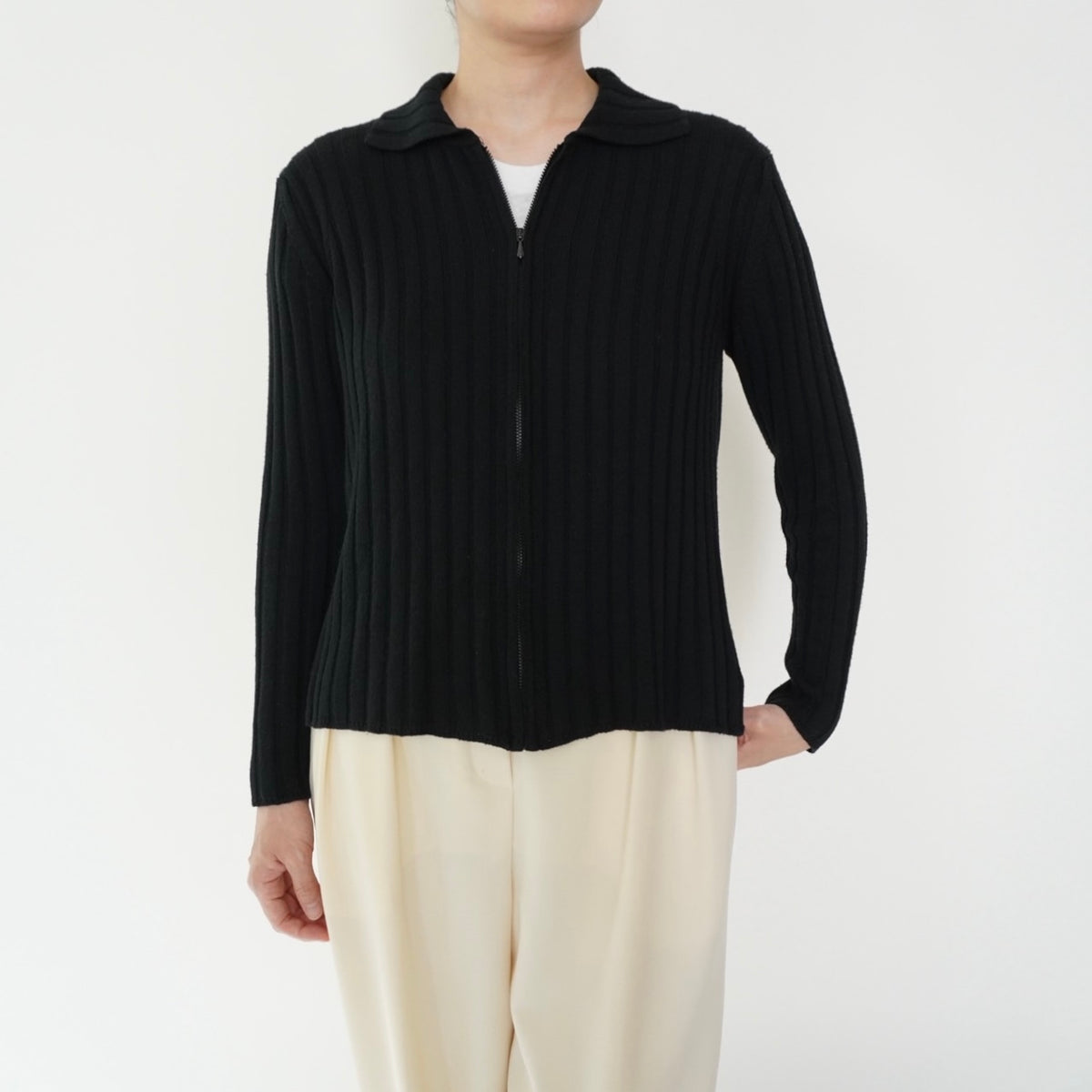 90s Zip Ribbed Top