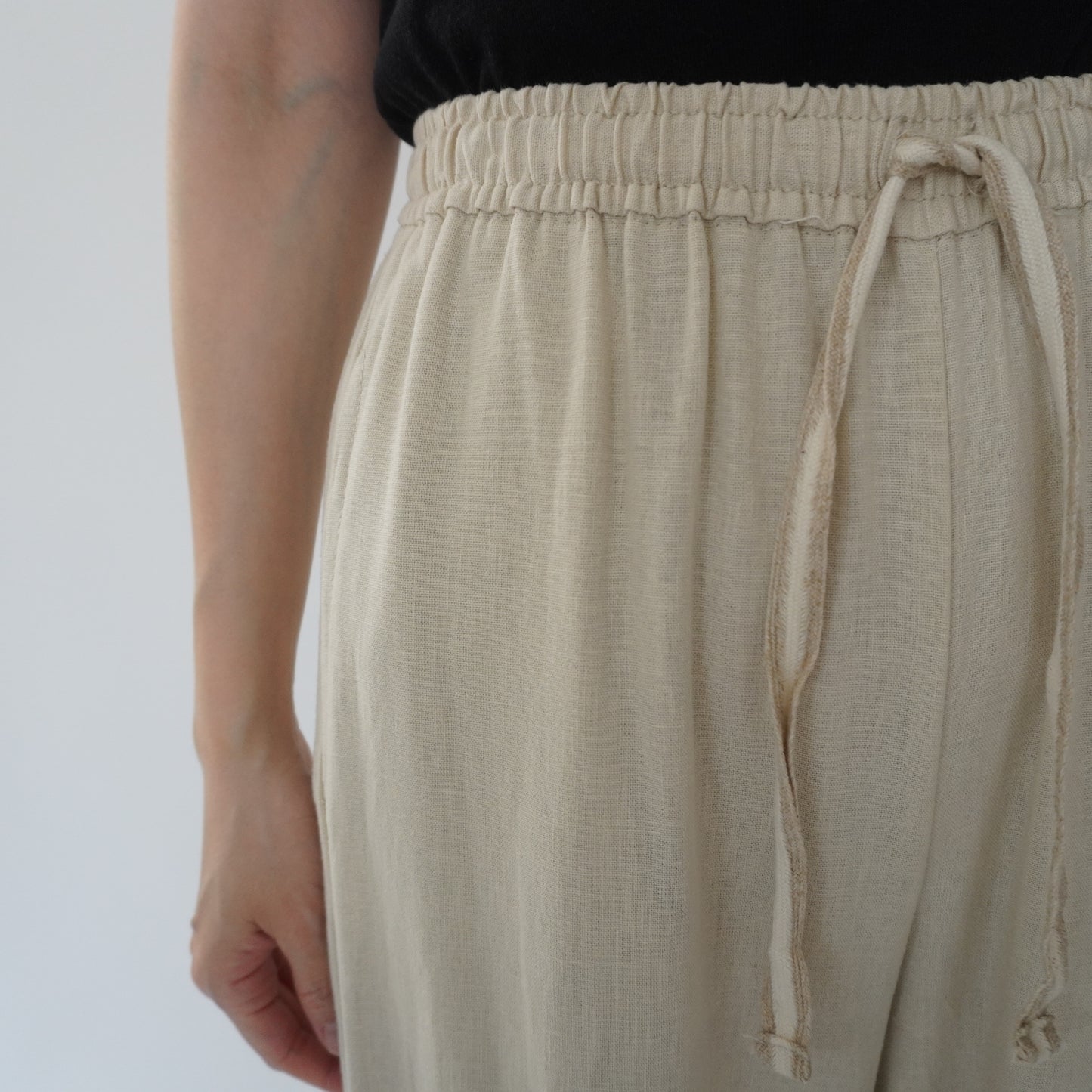 Ivory Linen Wide Pants