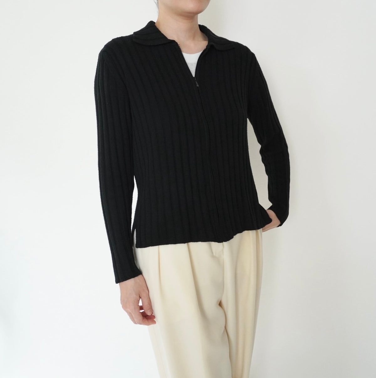 90s Zip Ribbed Top