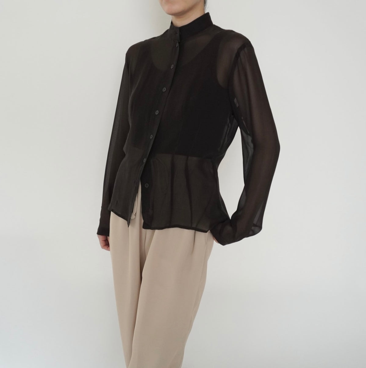 90s Brown Sheer Blouse