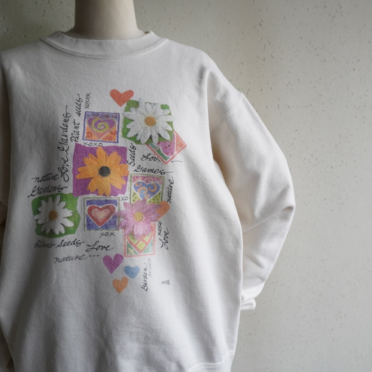 90s Flower Printed Sweater Made in USA