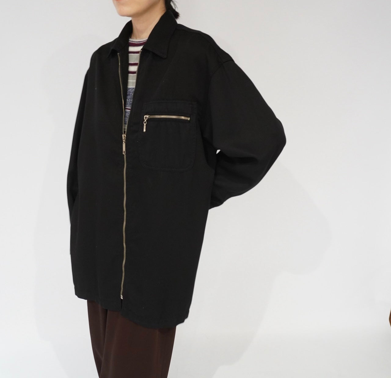 90s Rayon Zip Shirt Jacket