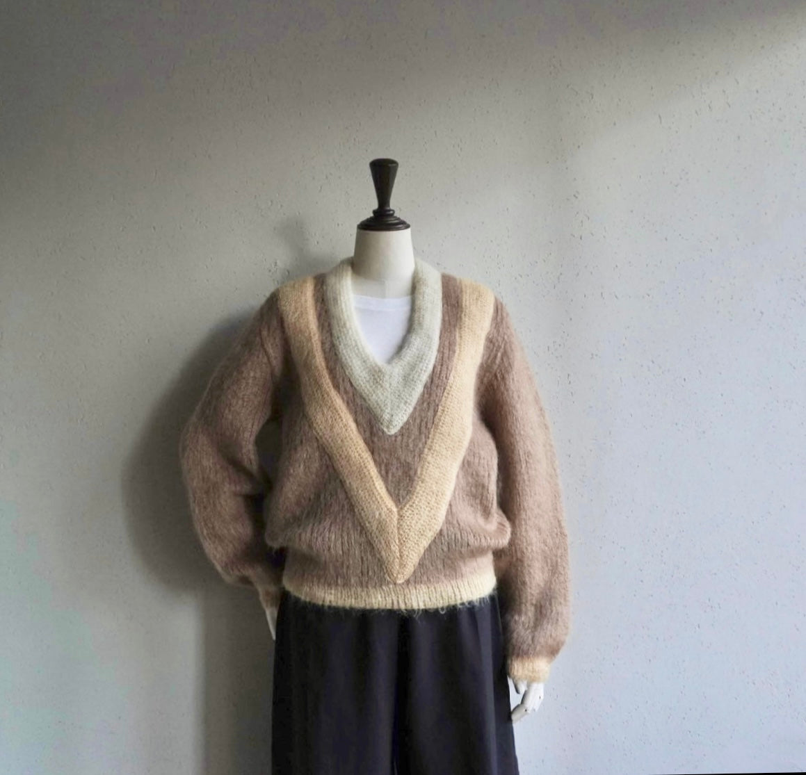 70s V Neck  Mohair Knit