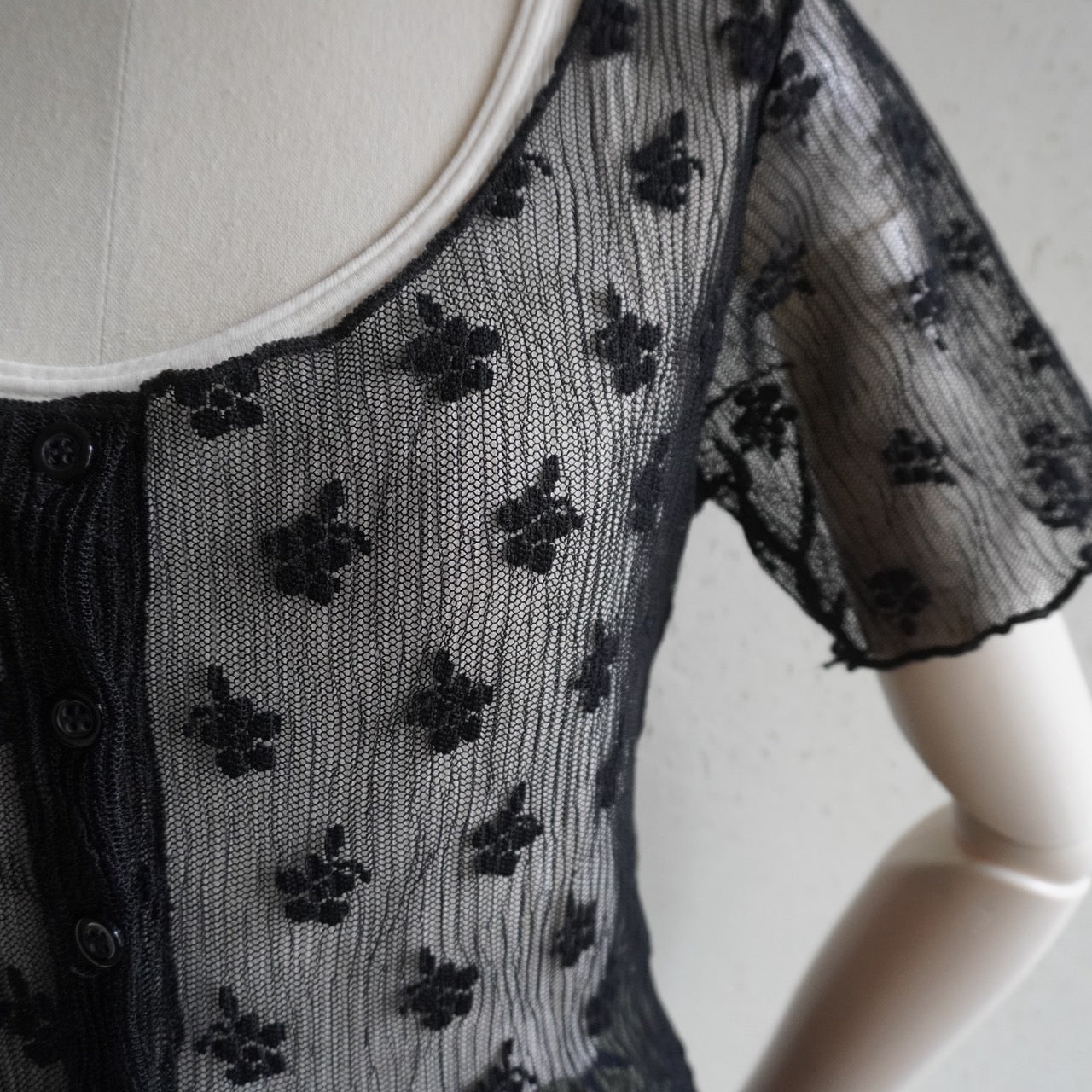 90s Black Lace Blouse