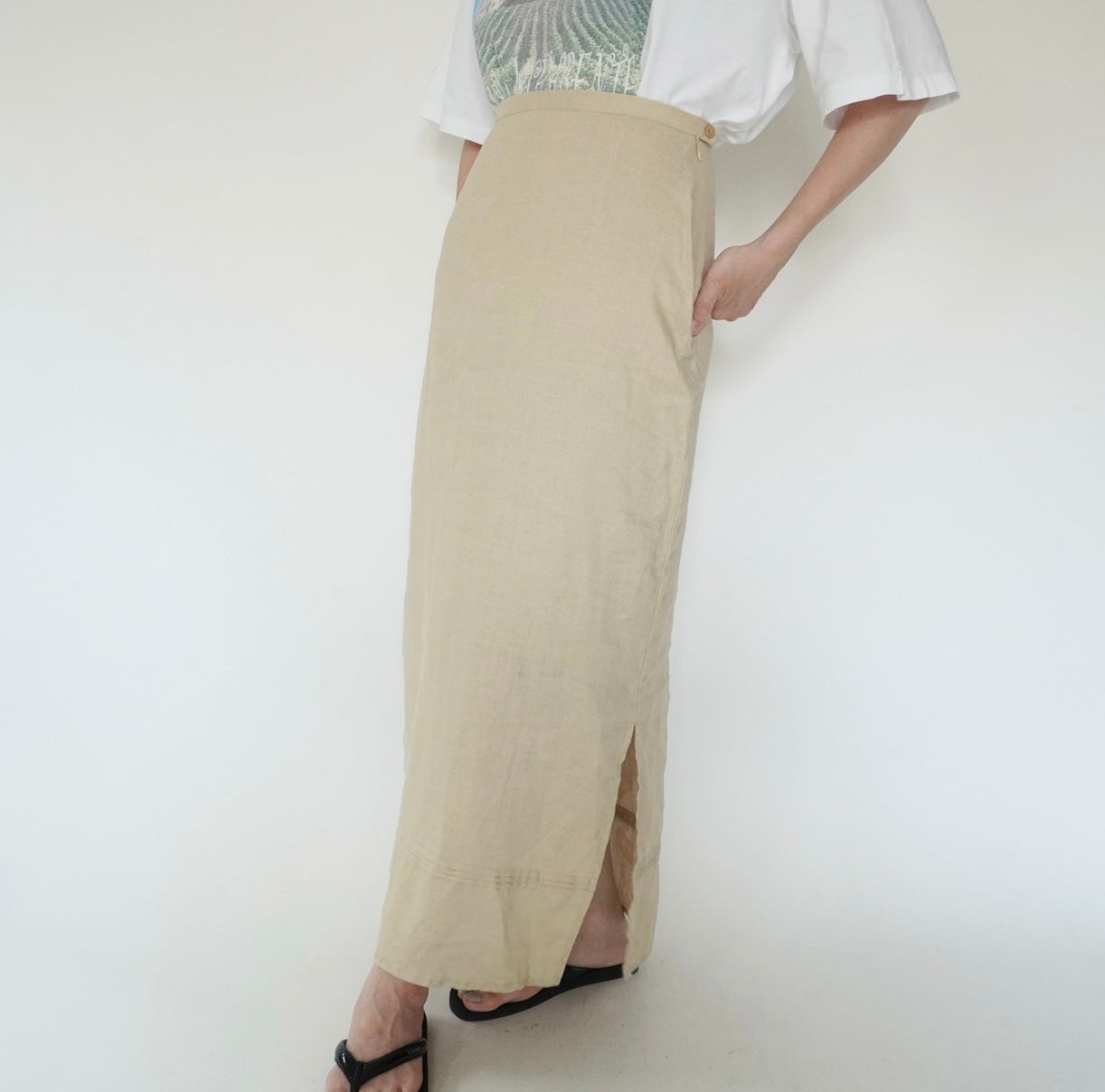 90s EURO Linen Maxi Skirt