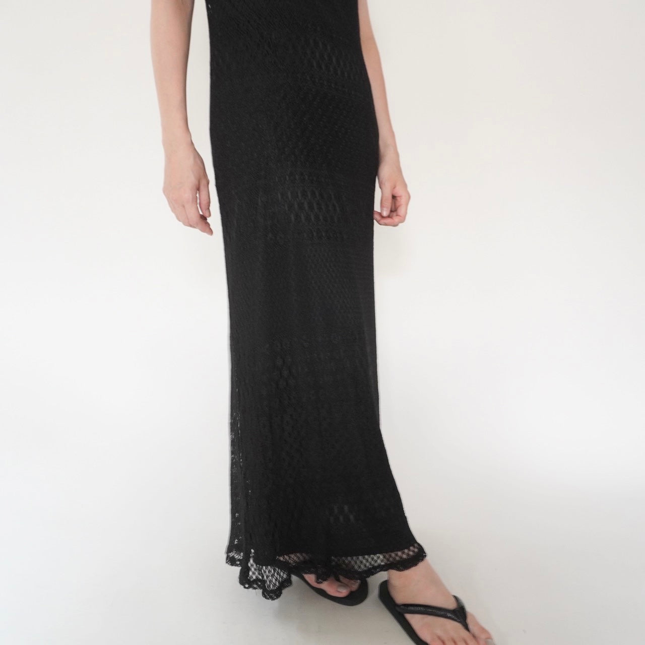 90s Lace Design Black Dress Made in USA