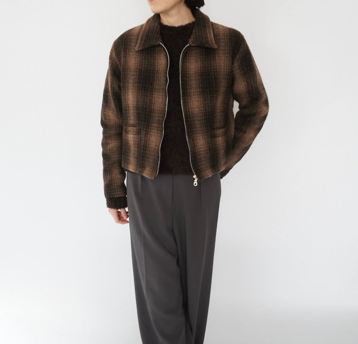90s Wool Shadow Plaid Jacket