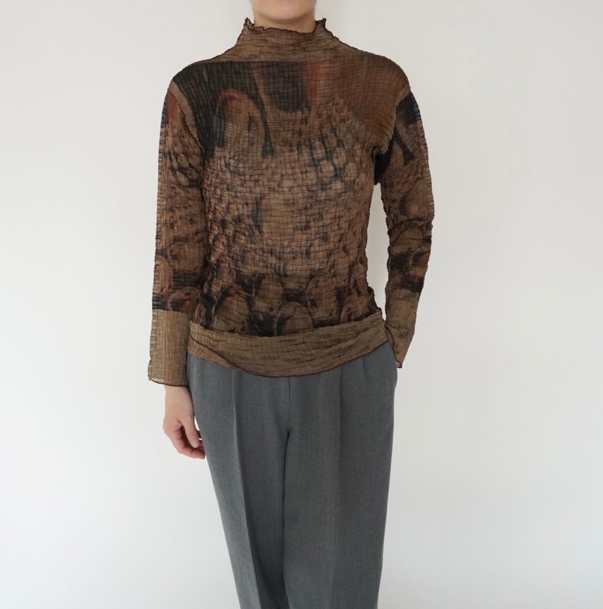 90s Pattern Sheer Top Made in USA