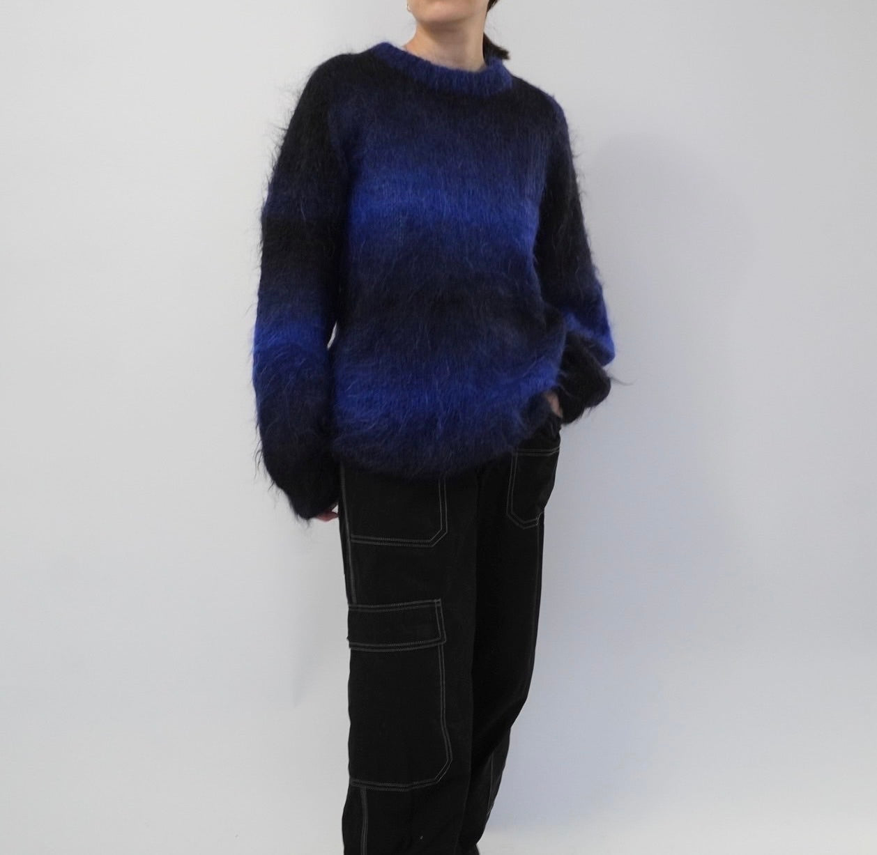 90s Black x Blue Mohair Knit