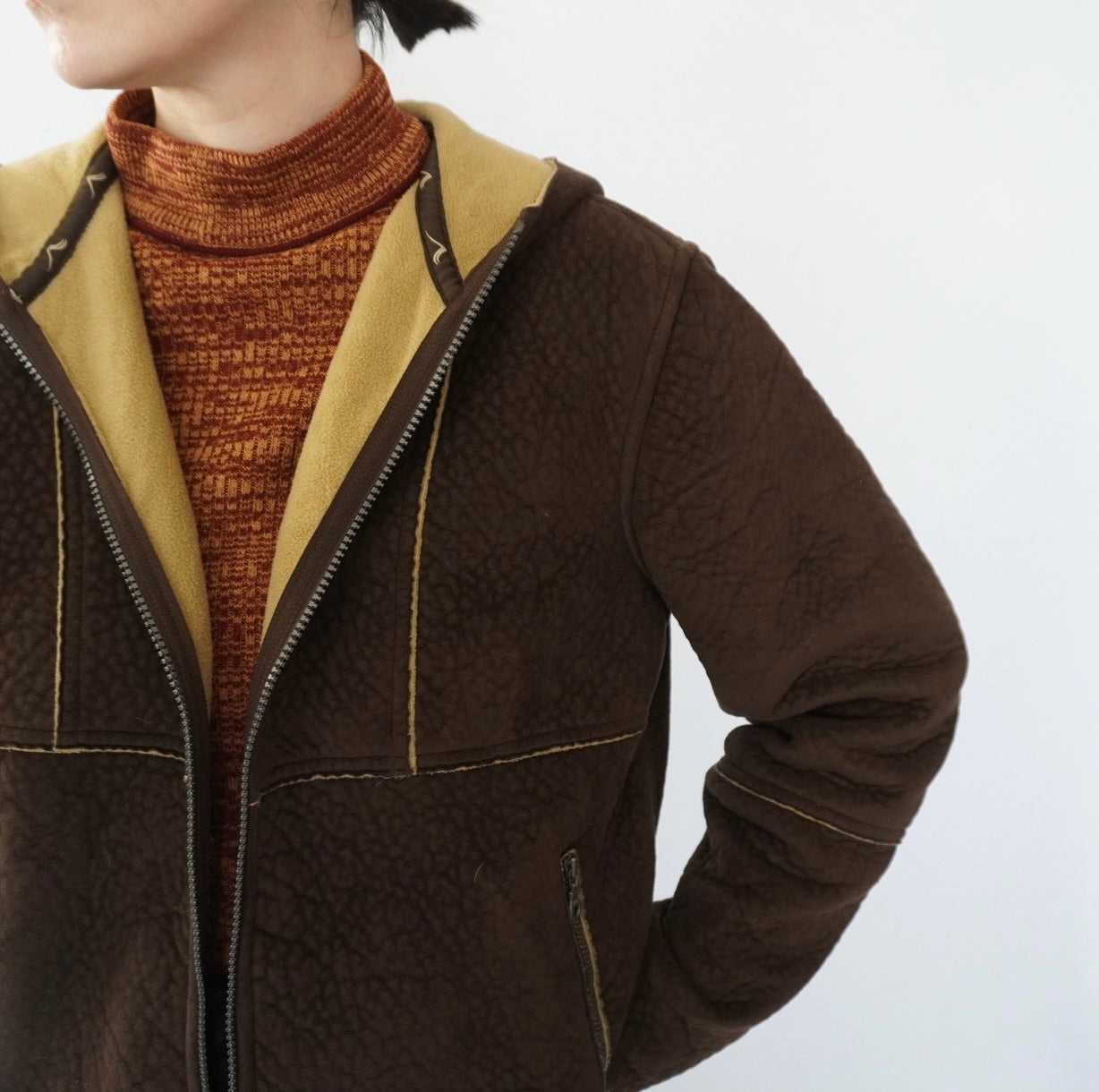 90s Faux Shearling Zipped Jacket