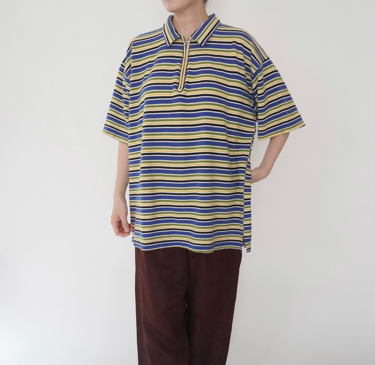 90s Striped Zip Top