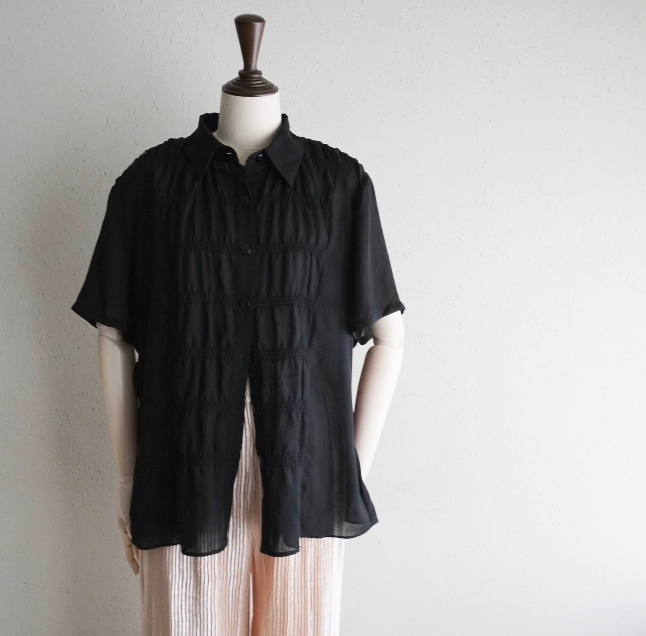 90s Pleated Sheer Shirt