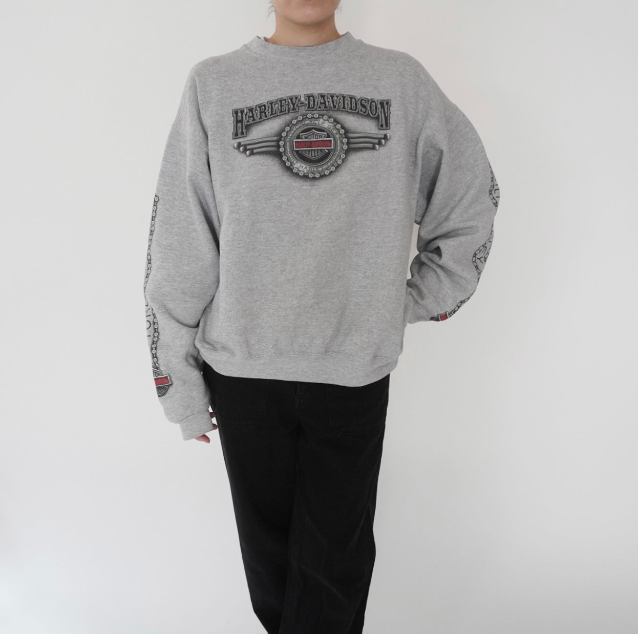 01s ”Harley-Davidson” Printed Sweater Made in USA