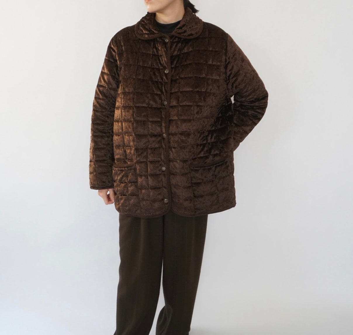 90s Velour Quilted Jacket Made in Italy