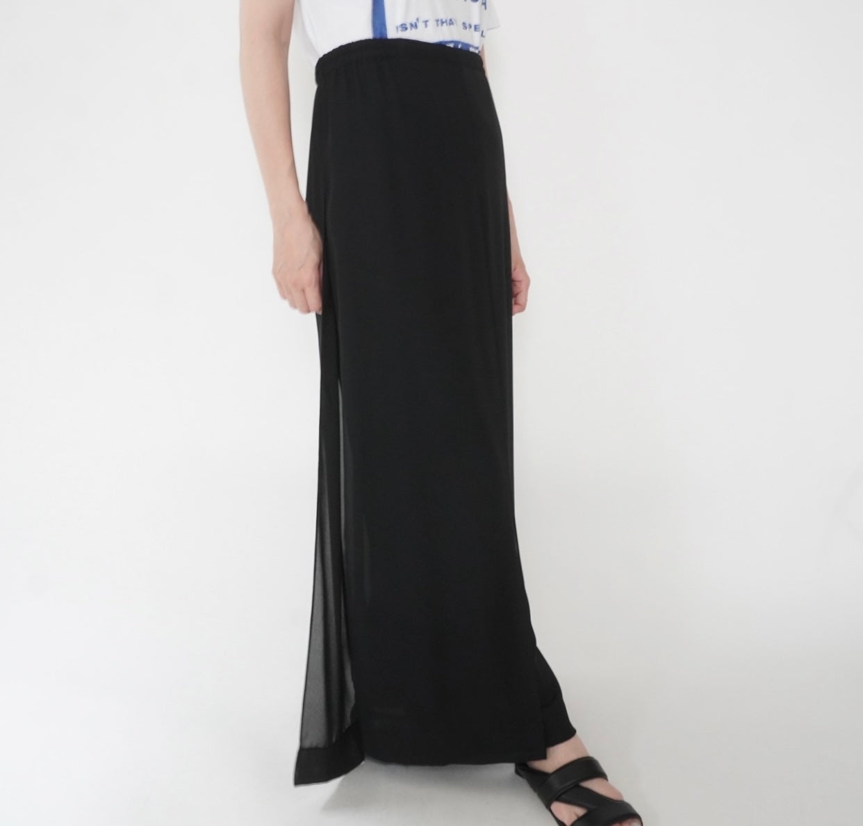90s Slit Design Wide Pants