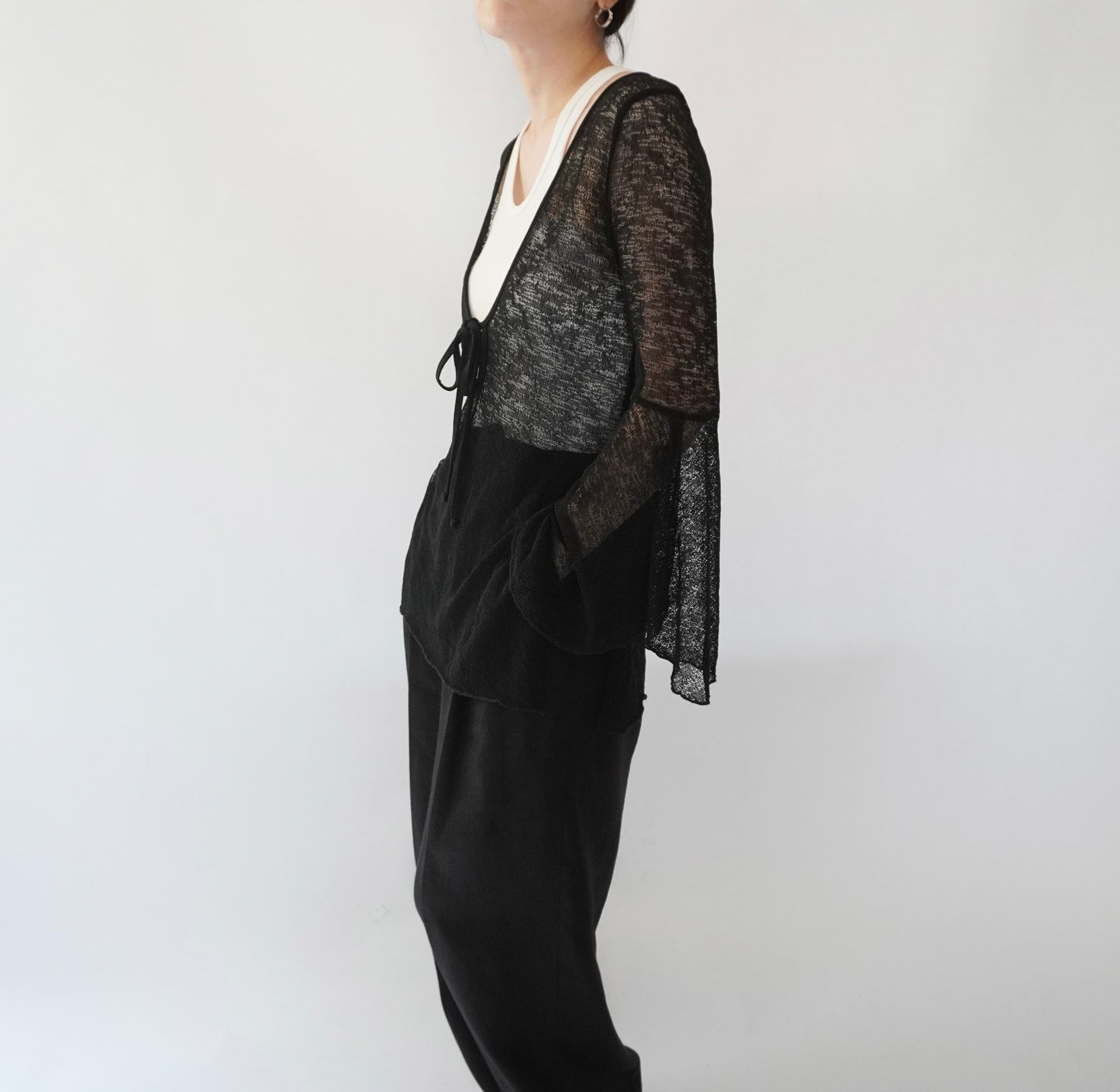 90s Black Sheer Design Top