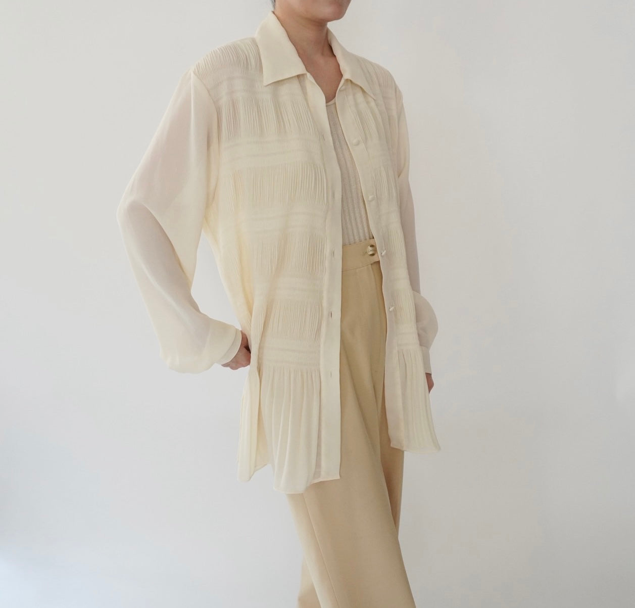 90s Pleated Design Shirt