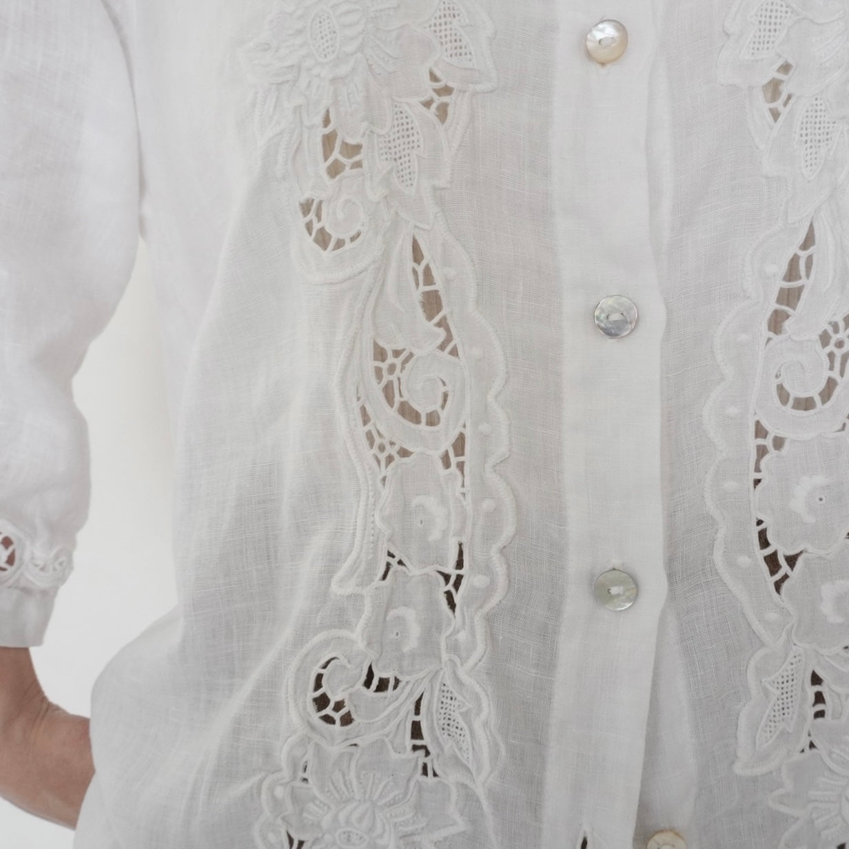 90s Linen Lace Shirt Made in Italy